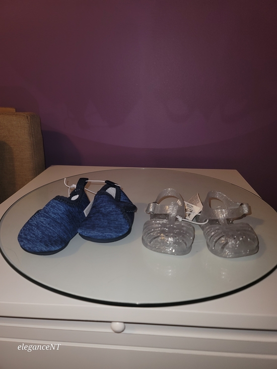 Old Navy Other - Old Navy Blue Water Shoes & Silver Glitter Jelly Sandals Sz: 0 To 3 Months NWT